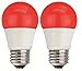 TCP 40W Equivalent, Red LED A15 Regular Shaped Light Bulbs, Non-Dimmable (2 Pack)