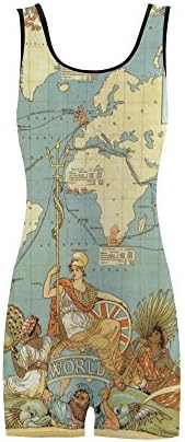 Women's Vintage Old World Map BoyLeg One Piece Swimsuit Swimwear Tankini