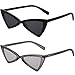SOJOS Designer Cateye Triangle Sunglasses High Pointed Flat Mirrored Lens SJ2051 with Black Frame/Grey Lens + Transparent Grey Frame/Silver Mirrored Lens 2 Pairs of Sunglasses