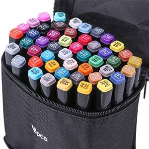 Zongii 48 Colors Markers- Dual Tips（Fine Tip& Broad Tip）- with Carrying Case- Ideal for Drawing, Coloring, Sketch - Suitable For Kids And Adults