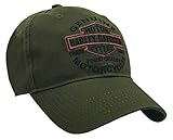 Harley-Davidson Men's Embroidered Long Bar & Shield Baseball Cap, Olive BCC31253