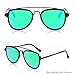 SOJOS Fashion Aviator Unisex Sunglasses Flat Mirrored Lens Double Bridge SJ1051 with Matte Black Frame/Green Mirrored Lens