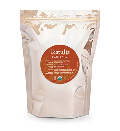 Teatulia Organic Chai Tea 50ct Premium Pyramid Tea Bags - Black Tea, Cinnamon, Cardamom, Ginger Root, Black Pepper & Cloves