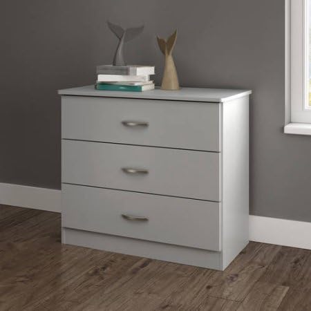 South Shore Smart Basics 3-Drawer Chest, Soft Gray color