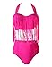 Spring Fever Women Plus Size High Waist Retro Braided Fringe Top Two Piece Swimwear Swimsuit Bikini Set E Rose Pink XXX-Large
