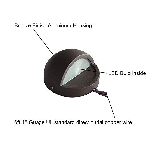 Makergroup LED Deck Lights Cast-Aluminum Housing 12V AC/DC Low Voltage Warm White 2700-3000K for Outdoor Landscape LED Deck Lights Step Lights Walkway Lights (Bronze Finish, 4-Pack)