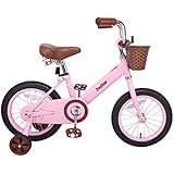 JOYSTAR 16 Inch Kids Bike with Training Wheels for 4 5 6 7 Years Old Girls, Kids Bicycle with Front Basket, Pink