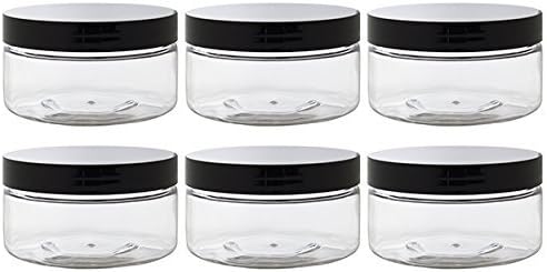 Clear PET Plastic (BPA Free) Refillable Low Profile Jar - 8 oz (6 pack) + Spatulas and Labels