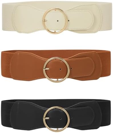 WERFORU 2 Pack Women Elastic Stretchy Wide Belt for Dress  display picture 3