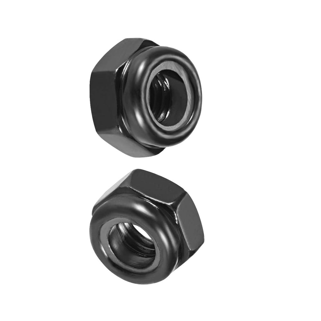 Boxonly Hex Lock Nuts for Automobile Construction Machinery Shipbuilding Nylon Insert Lock Nuts Carbon Steel Black Zinc Plated Anti-Loose Locknuts M5 x 0.8mm 50pcs
