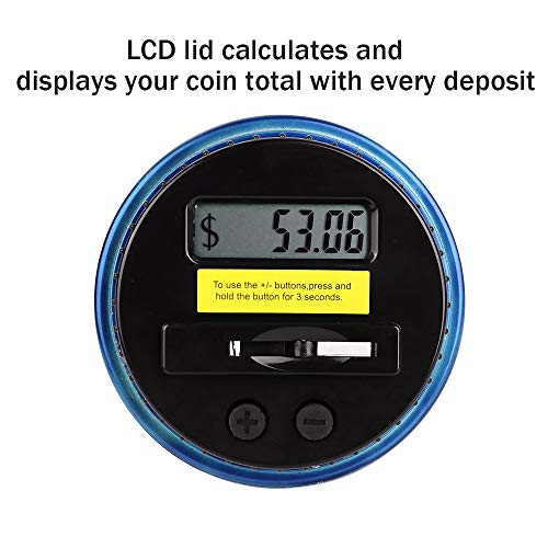 Digital Coin Counter Savings Jar, 2.5L Piggy Bank Digital Coin Bank