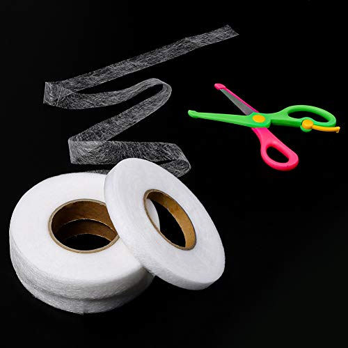 VGOODALL 4 Rollen Saumband zum Nähen, 256 M Bügelband Gardinen Klebeband für Textilien Vorhänge Aufbügeln 10mm / 20mm Weiß