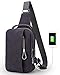 Muzee Mens Sling Backpack Shoulder Travel Bag Crossbody Pack with USB Charging Port for Running Purple blue