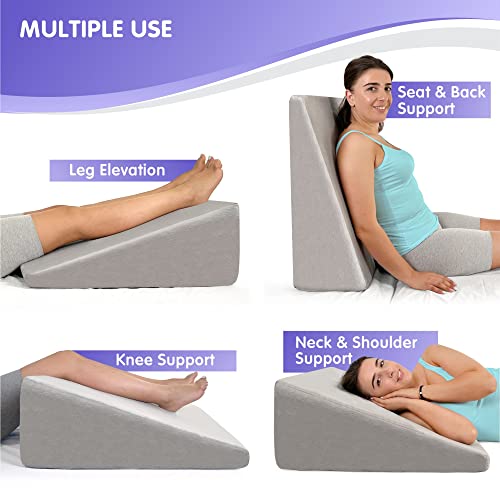 Bed Wedge Pillow Cooling Memory Foam Top 10" 24" 24" Elevated Support