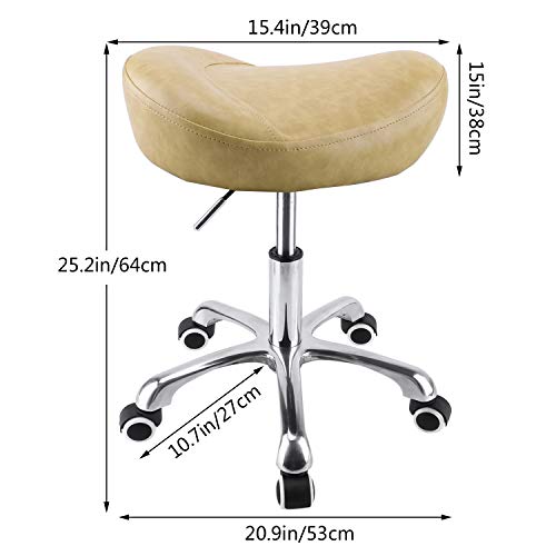 Geboor Hydraulic Saddle Stool with Wheels Rolling Adjustable Height for Clinic Dentist Spa Massage Medical Salons Studio