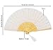 meifan Womens Multi Color Handmade Cotton Lace Folding Hand Fan (White)