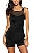 Anfilia Womens Mesh Tankini with Shorts Retro Peplum Two Piece Swimsuits