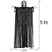Motion Activated Animated Halloween Decorative Props- 5 Foot Laughter and Glowing Hanging Grim Reaper with Shackles Chains - Light Up Eyes and Ghostly Laughter