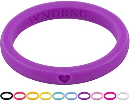 Silicone Wedding Rings for Women. Thin Stackable Rubber Engagement Bands Single or Set of 10 Rings. Size 4-10 WNDRNG