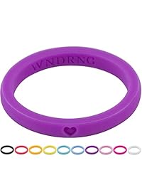 LearnFitFun Silicone Wedding Rings for Women. Thin Stackable Rubber Engagement Bands Single or Set of 10 Rings. Size 4-10 WNDRNG
