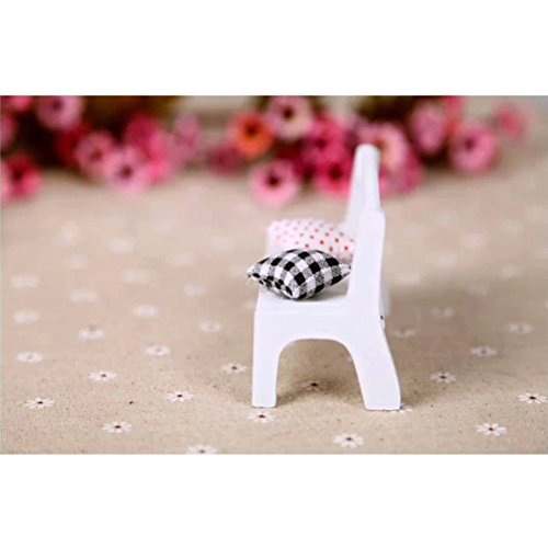 Miniature Dollhouse,Shellvcase Exquisite Simple Mini Wooden Bench Dollhouse Garden Home DIY Decor Gift