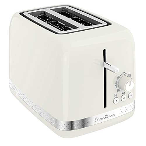 Moulinex LT300 Toaster Soleil, Grille-pain, 7 niveaux de dorure, fonction arrêt, décongélation, chauffage, compartiments à largeur variable, accessoires pinces, ivoire