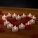 Mars Battery Operated Candles 24 Yellow Flickering LED Candles Tea Lights Free 100 Fake Rose Petals for Windows, Candle Holders, Luminaries, Birthday Candle, Wedding, Stocking Stuffers, Valentines
