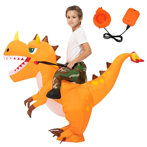 Halloween Inflatable Dinosaur Costume for Kids ,Riding T Rex Air Blow