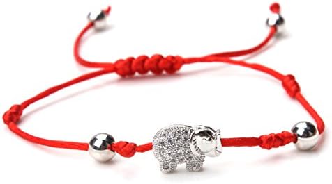 MEIBEADS Red String Charm Crystal Elephant Bracelets &amp; Bangles for Women Girls Kids Simple Round Beads Braiding Macrame Bracelet Jewelry (elephant)