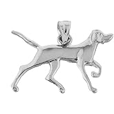 Claddagh Gold .925 Sterling Silver German Shorthaired Pointer Dog Charm Pendant Necklace - Choice of Colors