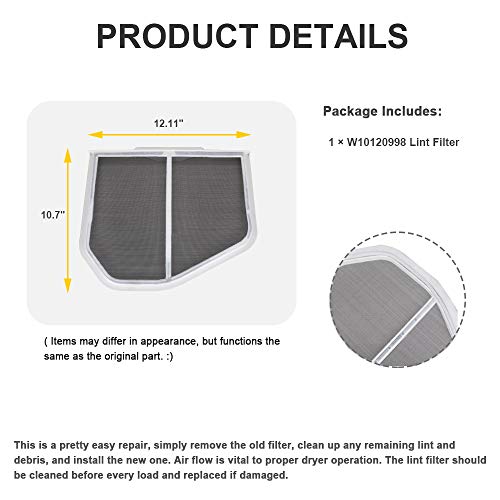 image for KONDUONE W10120998 Dryer Lint Screen Filter Catcher for Whirlpool Mayt
