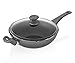 SAFLON Titanium Nonstick 11 Inch Wok and Stir Fry Pan with Glass Lid Forged Aluminum with PFOA Free Scratch Resistant (Gray)