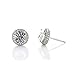 NANA Sterling Silver with 14k post Swarovski Zirconia Round Halo Earrings 4.0mm,5.25mm, 6.5mm or 7.5mm