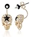 Gold Tone Punk Rock Sugar Skull Skeletons Earrings with Star Swarovski Crystal by Lovey Lovey (Black)