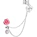 Pink Rose Flower Faux Pink Pearl I Love You Heart Ear Cuff Chain Post Earring