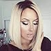 AISI HAIR Synthetic Bob Wig Ombre Blonde Wig Straight Hair Wigs for Black Women Side Part Two Color Wig Ombre Wig Heat Resistant Wigs