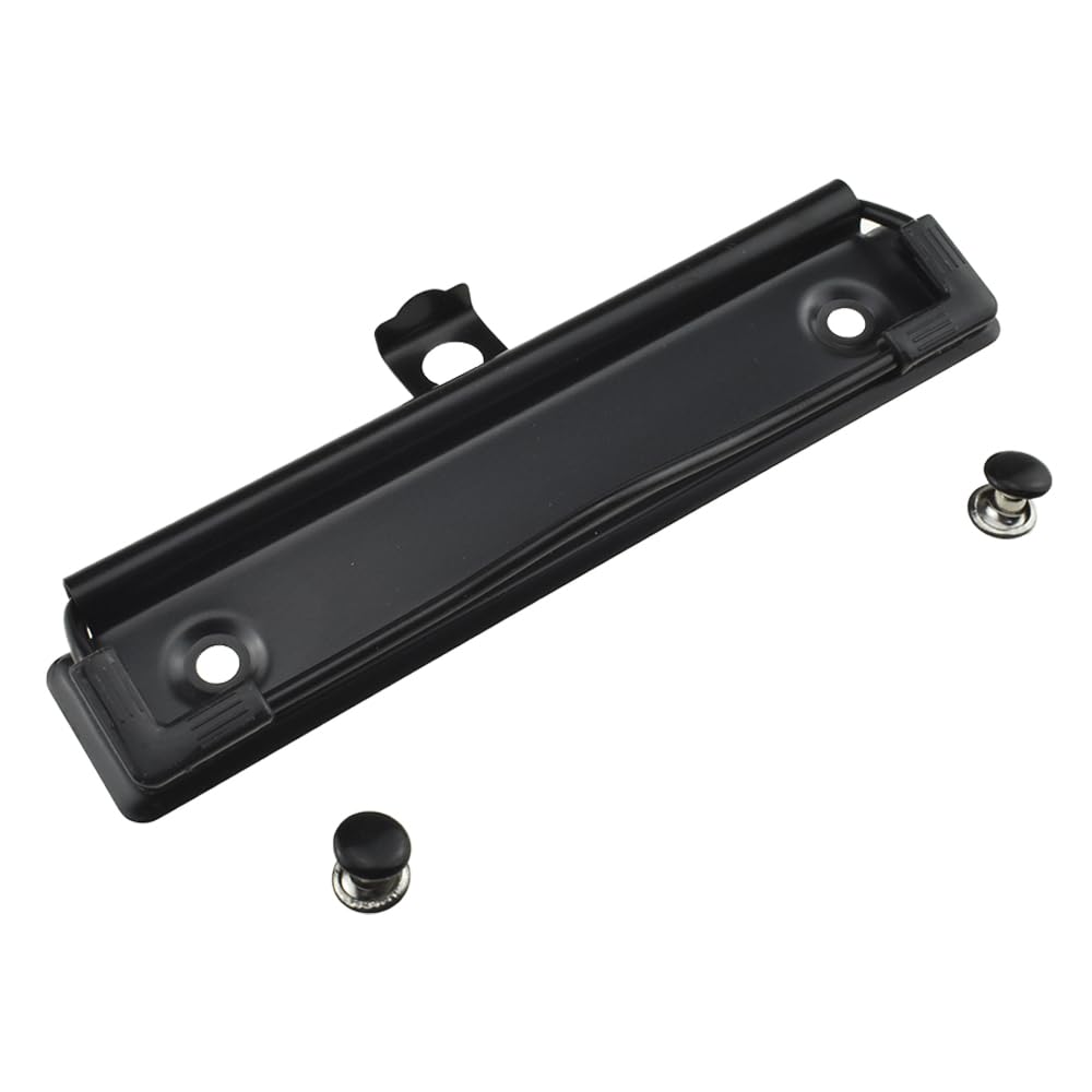 Photo 1 of HAHIYO 4.72 Inches Black Metal Mountable Clipboard Clips - 5 Pack, Durable Spring Loaded Clip with Rubber Grips, Hanging Hole and Rivets - Document File Wood Plastic Clip Board for Office School Home