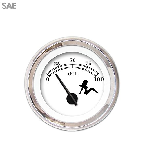 Oil Pressure Gauge - SAE Mudflap Black Text, White, Black Modern Needles project chopper sbc 2 din nascar drag race go kart modified accessory 426 dune buggy car accessories procharger icon spyder