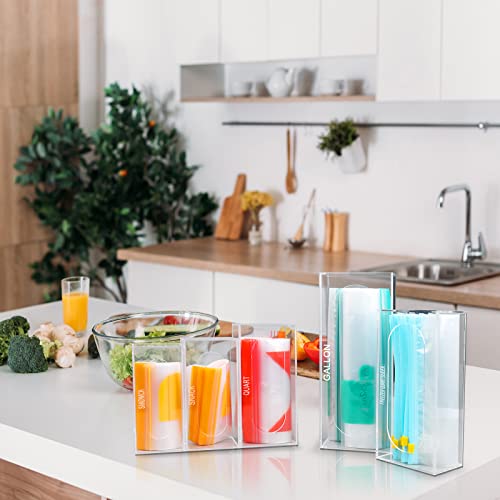 Ziplock Bag Storage Organizer 5 Pack, Acrylic Drawer Baggie Organizer Plastic Bag Dispenser