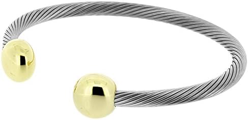 Qray Combo Deluxe Stainless Steel and Gold Golf Athletic Bracelet (Small)