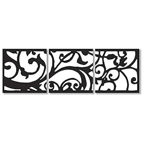 Canvas Wall Art Black and White Simple Pattern Painting Artwork for Home Prints Framed - 12"x12"x3 Panels