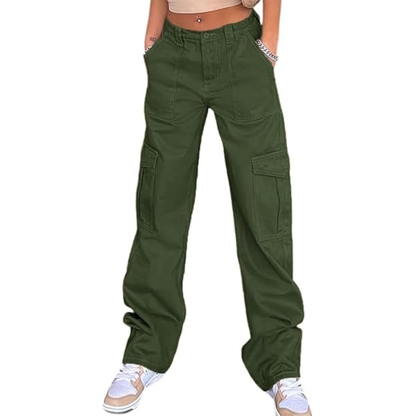 SMIDOW Baggy Cargo Pants for Women Relaxed Fit Low Rise