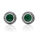 Women's 925 Sterling Silver Round Braided Gemstone Post Stud Earrings, 9mm, Green Gemstone