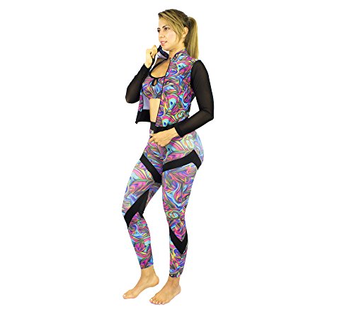 Women's Three Pieces with Jacket Outfit Set Yoga Running Gym Cycling Activewear Workout Sports Multi Small - Thumbnail 4