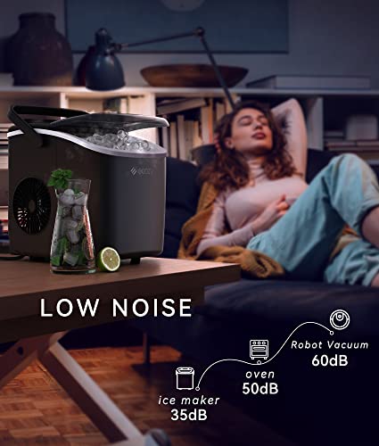 ecozy Ice Maker Machine Countertop, 9 Ice Cubes in 6 Mins, 12KG in 24Hrs, 2 Sizes of Ice, Self-Cleaning with Ice Bags, Scoop, and Basket for Kitchen, Office, Bar, Party