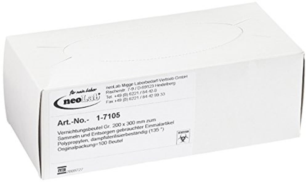Neolab 1 7105 Disposal Bags PP, Autoclavable – 30 cm x 20 cm (Pack of 100)