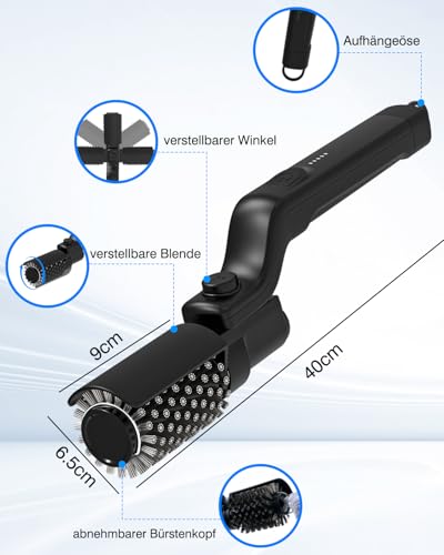 Electric Grill Brush, 180° Adjustable Angle, Rechargeable Grill Cleaner, 3-Stage Cleaning, 90 Minutes Runtime, Interchangeable Stainless Steel Brush Head for Grill Grate, USB-C