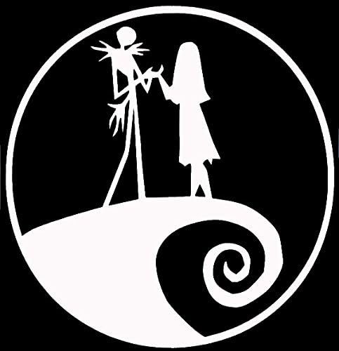 Legacy Innovations Jack and Sally Nightmare Before Christmas White Decal Vinyl Sticker|Cars Trucks Vans Walls Laptop| White |5.5 x 5.5 in|LLI615