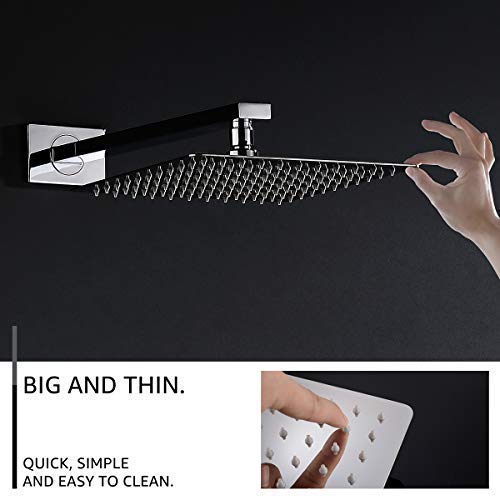 IRIBER Rain Shower System with 10 Inch 2mm Ultra Thin Shower Head and Handheld Combo Set, Shower Faucet Mixer Valve Included Modern Rainfall Shower Sets for Bathroom, Chrome Finish