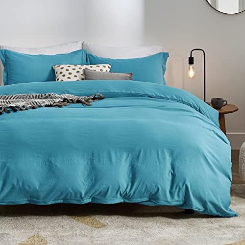 Bedsure Teal Duvet Cover Queen Size Soft Prewashed Queen Duvet Cover